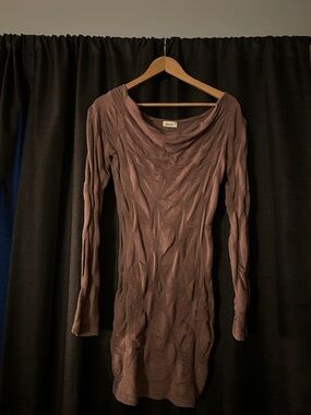 Bench Mauve Ribbed Long-Sleeve Mini Dress